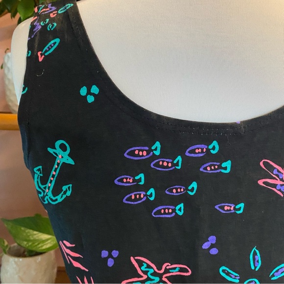 Vintage Black Tank Top with Colorful Patterns - Picture 12 of 12